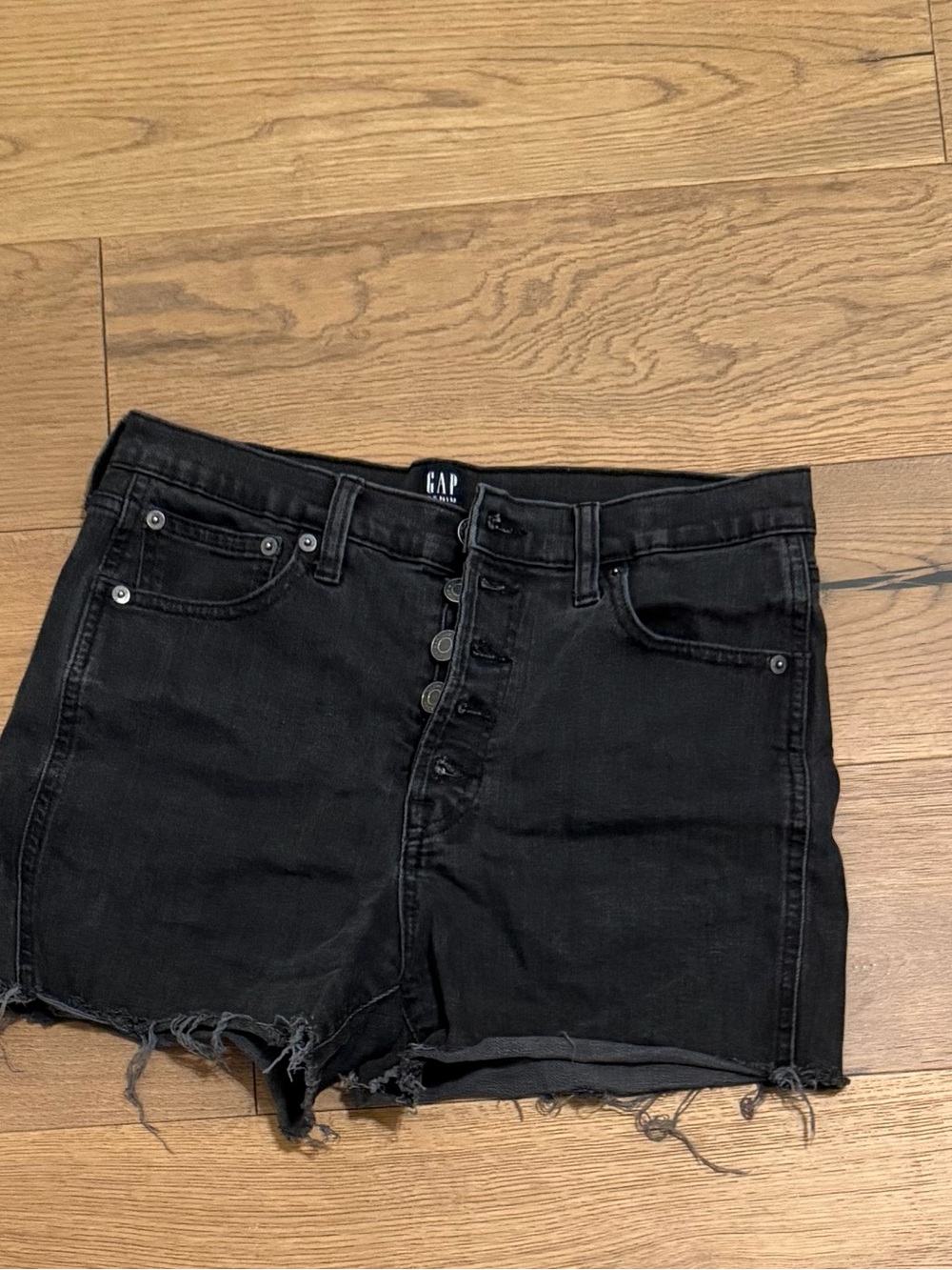 GAP Black High-Rise Button-Front Jean Shorts